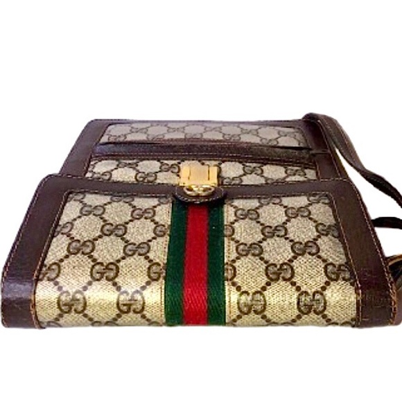 M Authentic GUCCI Ophidia Sherryline Brown Leather Coated Canvas Messenger Bag - Picture 17 of 17